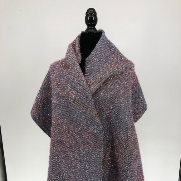 Leith Multicolor Metallic Tinsel Colorblock Knit Long Scarf Shawl Wrap NWT - Picture 7 of 11